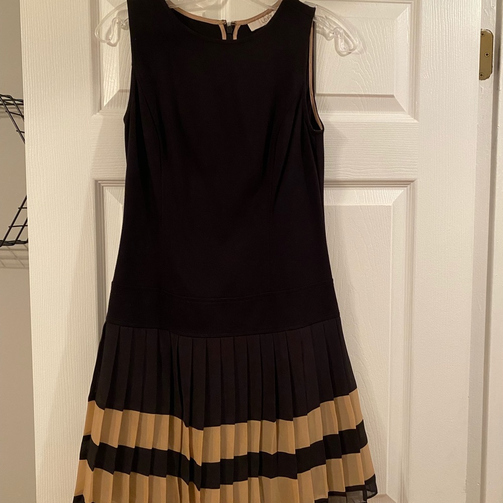 Loft Black dress with chiffon accordion skirt